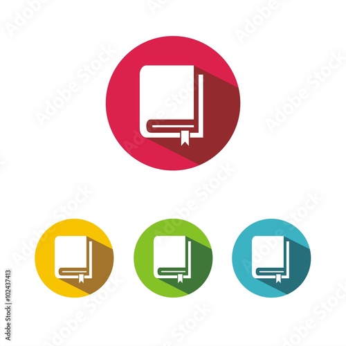 Icono de un libro cerrado sobre fondos de colores. Ilustración vectorial