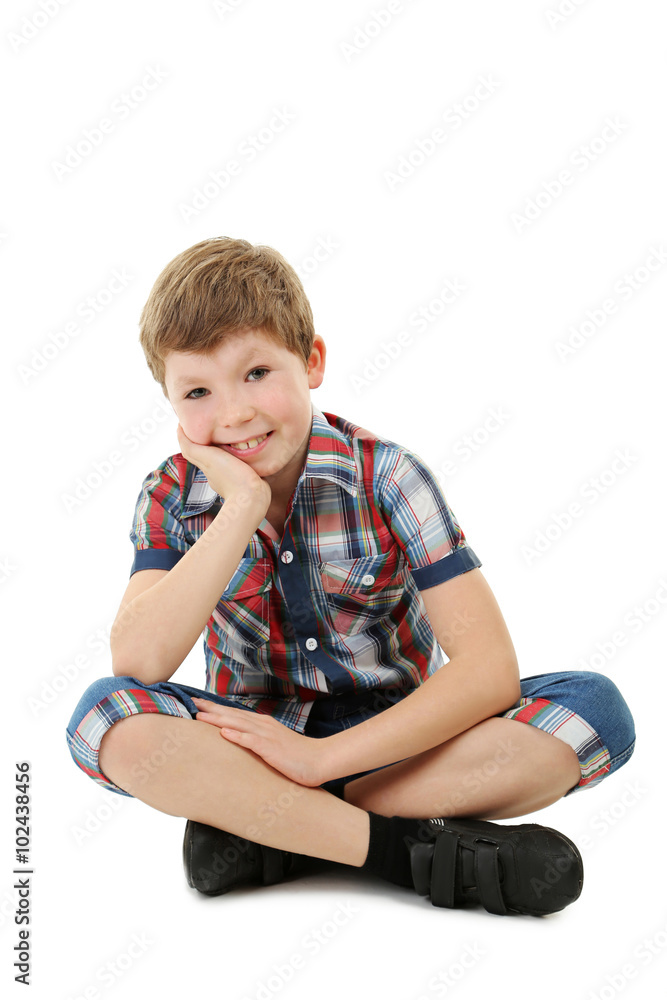 Portrait of beautiful little boy isolated on white Portrait of beautiful little boy isolated on white