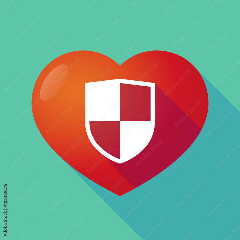 Obraz premium Long shadow red heart with a shield