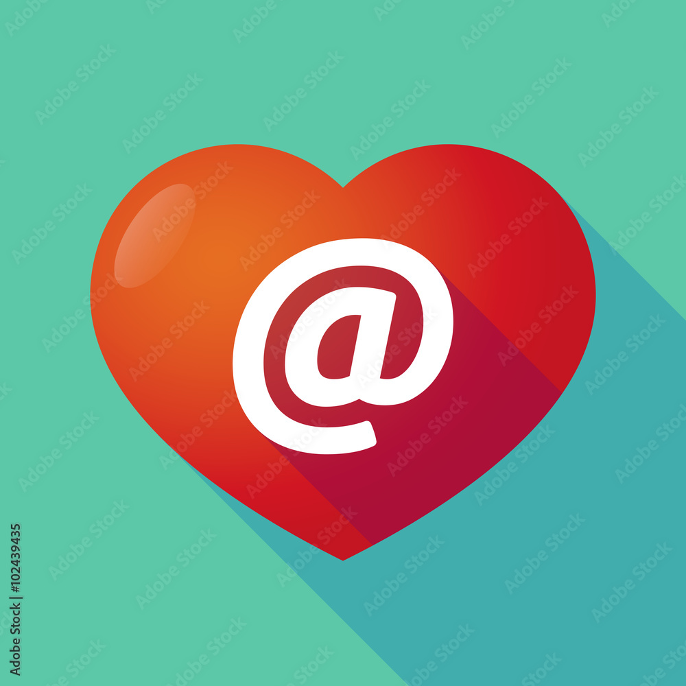 Long shadow red heart with an at sign Long shadow red heart with an at sign