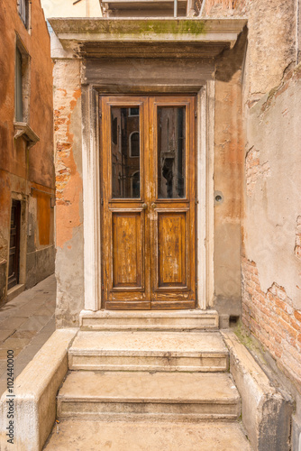 Entrance of an apartment building in Burano  Venice  Italy.