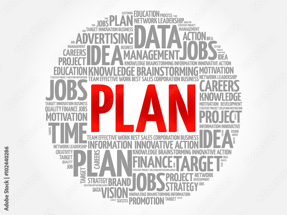 Plan word cloud, business concept