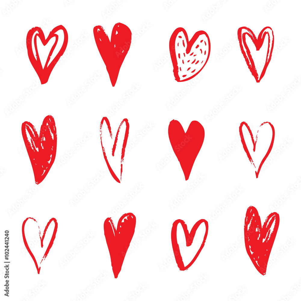 Set of grunge vector hearts Set of grunge vector hearts