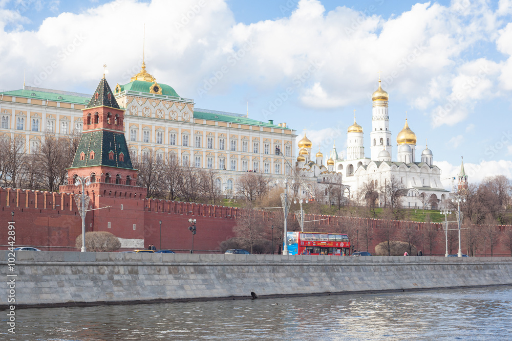 View of Moscow Kremlin with cathedral