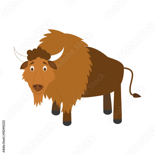 Cute cartoon buffalo vector illustration