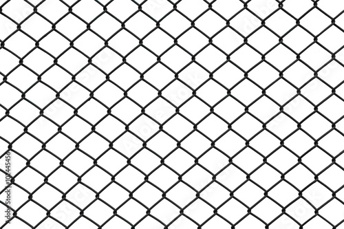 Black chain link fence isolated on white background