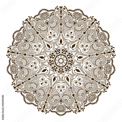 Vector floral mandala in indian style. Mehndi ornamental flower