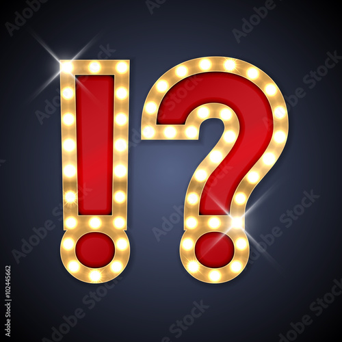 Vector illustration of realistic retro signboard question and exclamation mark