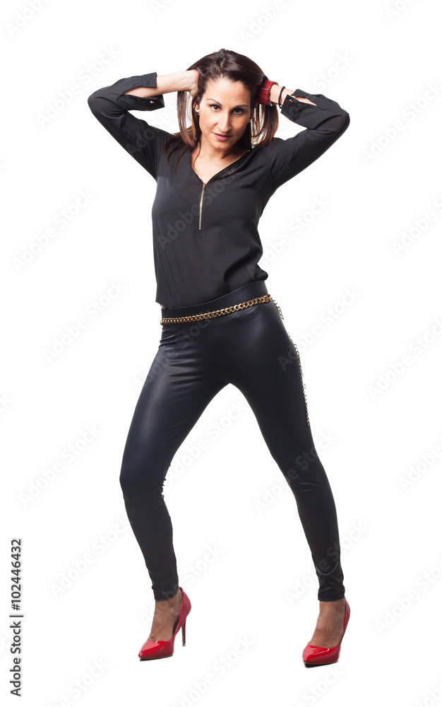 Fototapeta premium pretty woman wearing red heel shoes