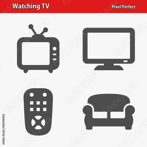 Watching TV Icons. Professional, pixel perfect icons optimized for both large and small resolutions. EPS 8 format.