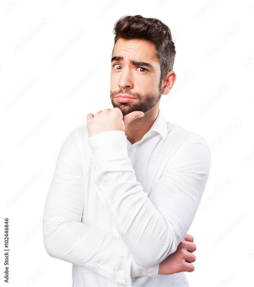 cool young man doubting cool young man doubting