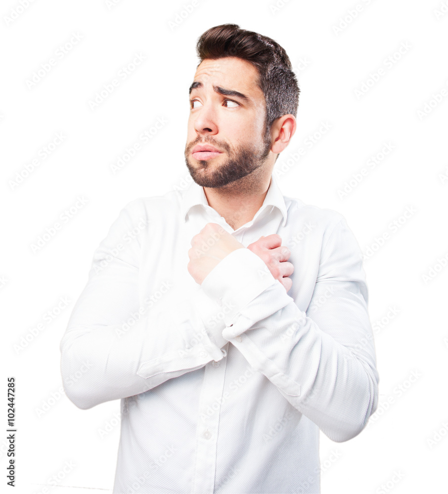 young man scared young man scared