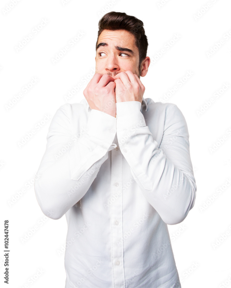 nervous man on white nervous man on white