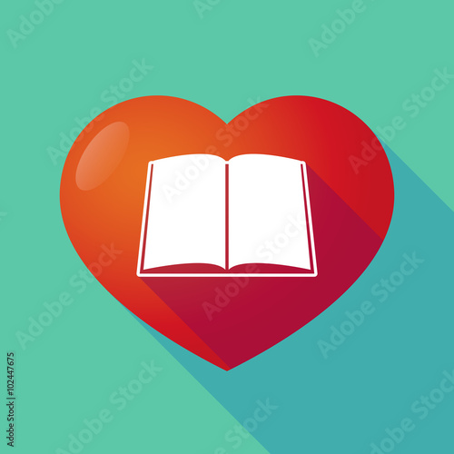 Long shadow red heart with  a book