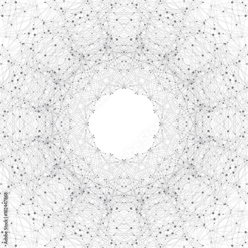 Geometric gray background molecule and communication. Connected line with dots. Vector illustration