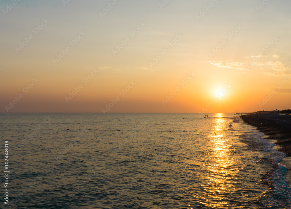 beautiful sea sunset and beach