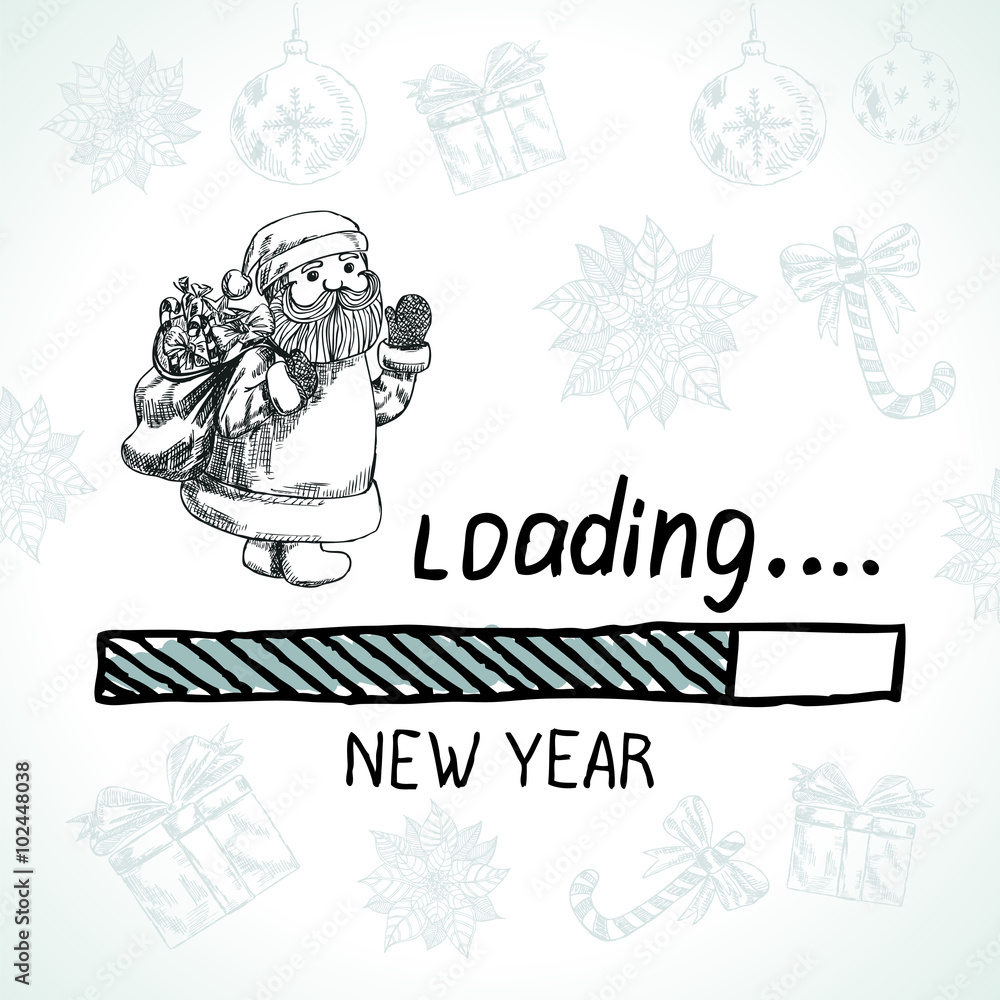 New year is loading. Santa Claus. Vector Holiday concept.