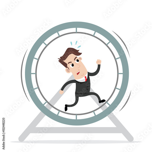 Businessman running in the wheel cage