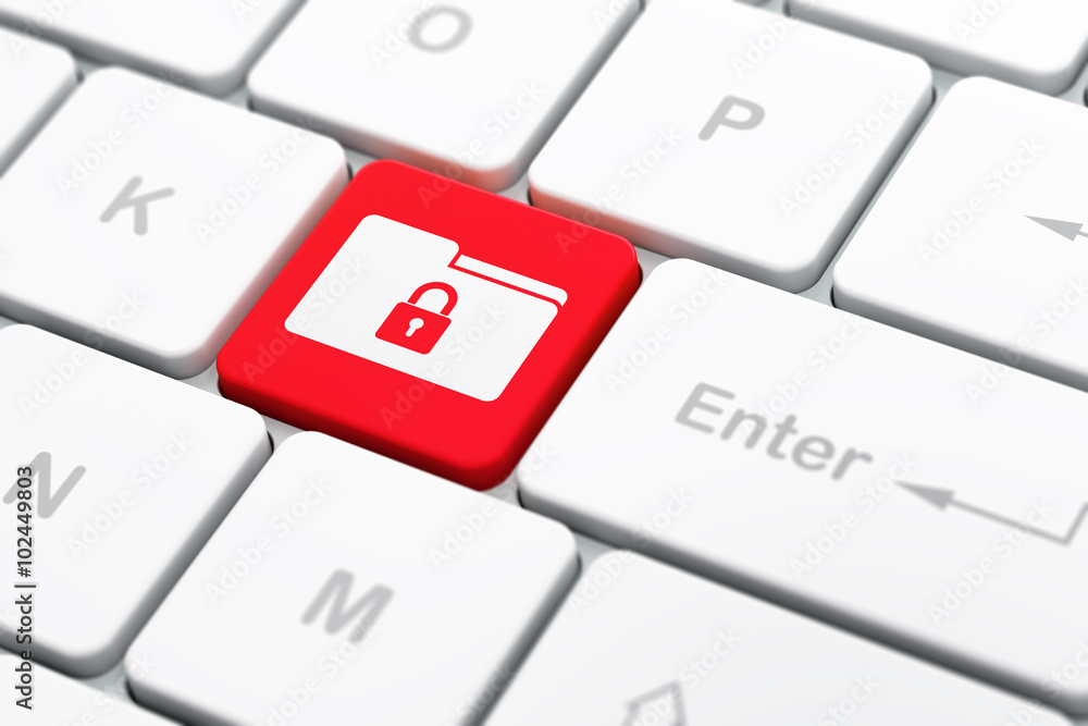 Finance concept: Folder With Lock on computer keyboard background Finance concept: Folder With Lock on computer keyboard background