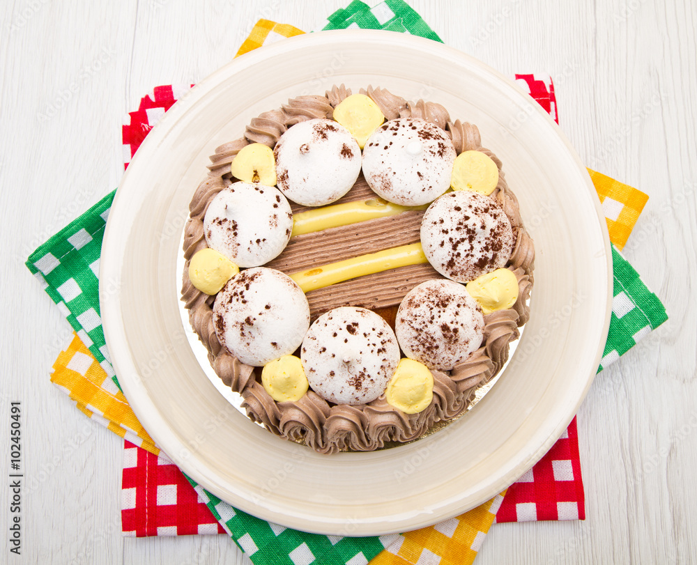 Meringue cake with cream Meringue cake with cream
