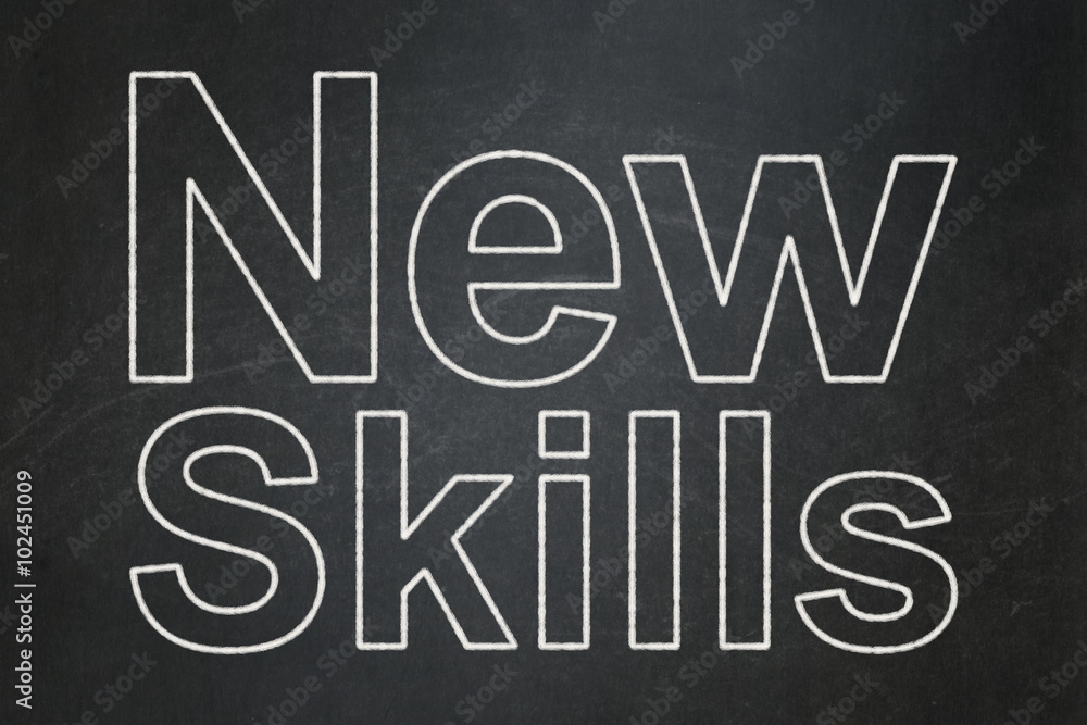 Obraz premium Education concept: New Skills on chalkboard background