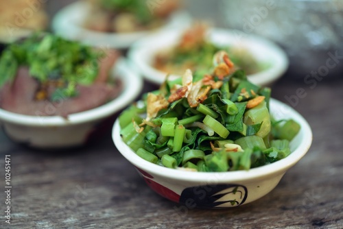 Boat noodles or kuai tiao ruea is a Thai style noodle photo