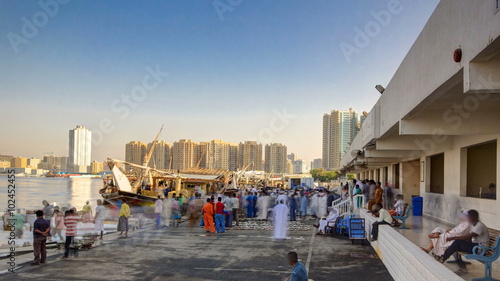 Fish market in the emirate of Ajman timelapse.  United Arab Emirates photo