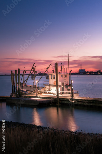 Fishing Boat at Pink Sunset