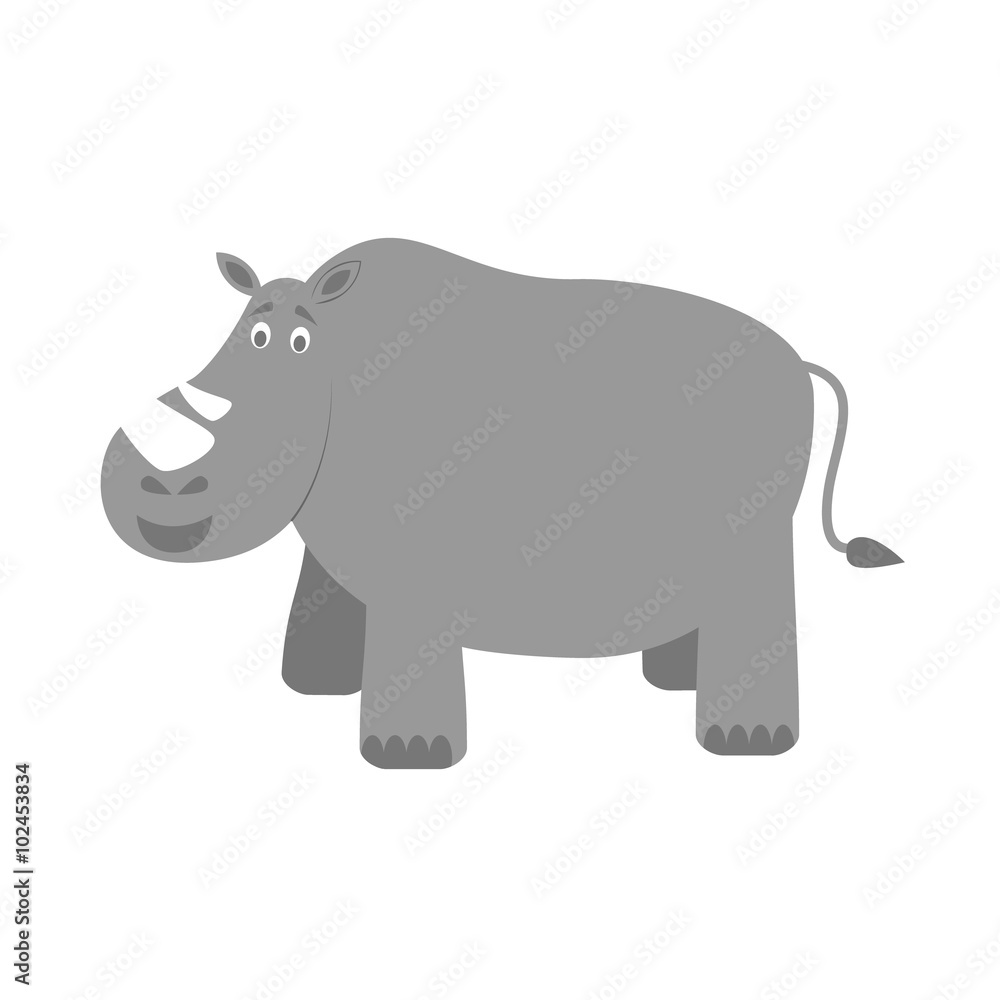 Cute cartoon rhino vector illustration