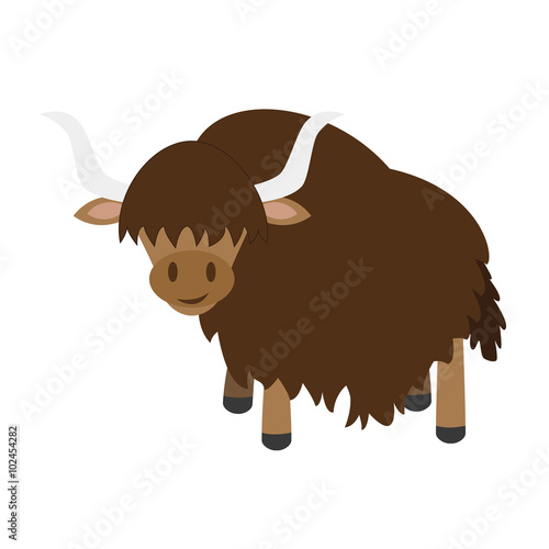 Cute cartoon yak vector illustration