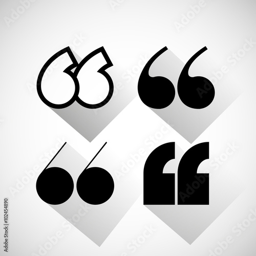 Quotation mark icon set. Vector illustration.