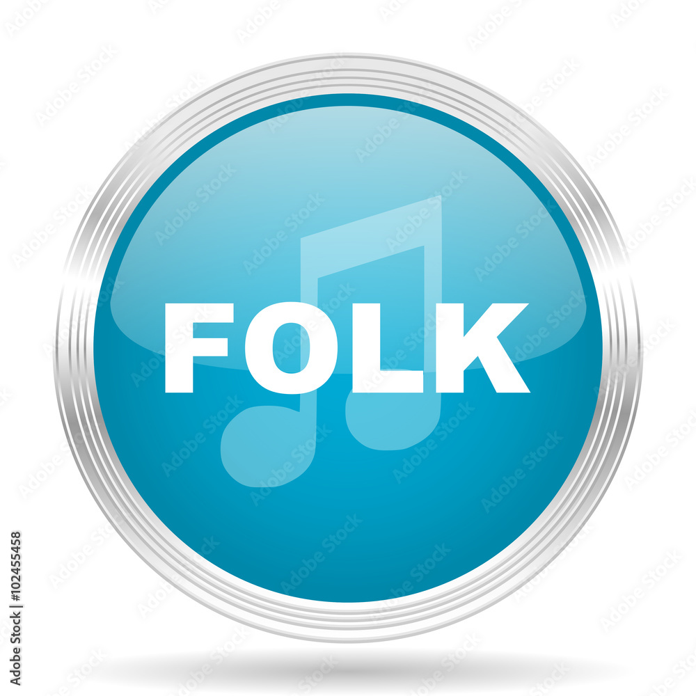 folk music blue glossy metallic circle modern web icon on white background folk music blue glossy metallic circle modern web icon on white background