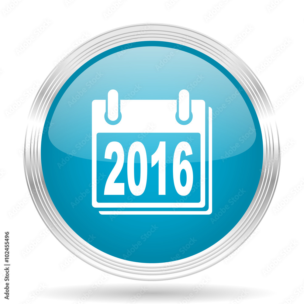 new year 2016 blue glossy metallic circle modern web icon on white background new year 2016 blue glossy metallic circle modern web icon on white background