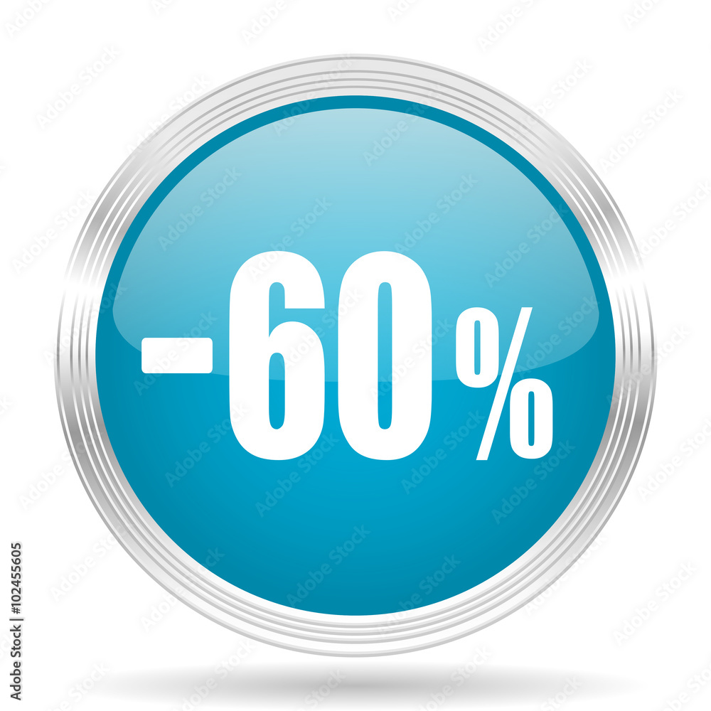60 percent sale retail blue glossy metallic circle modern web icon on white background 60 percent sale retail blue glossy metallic circle modern web icon on white background