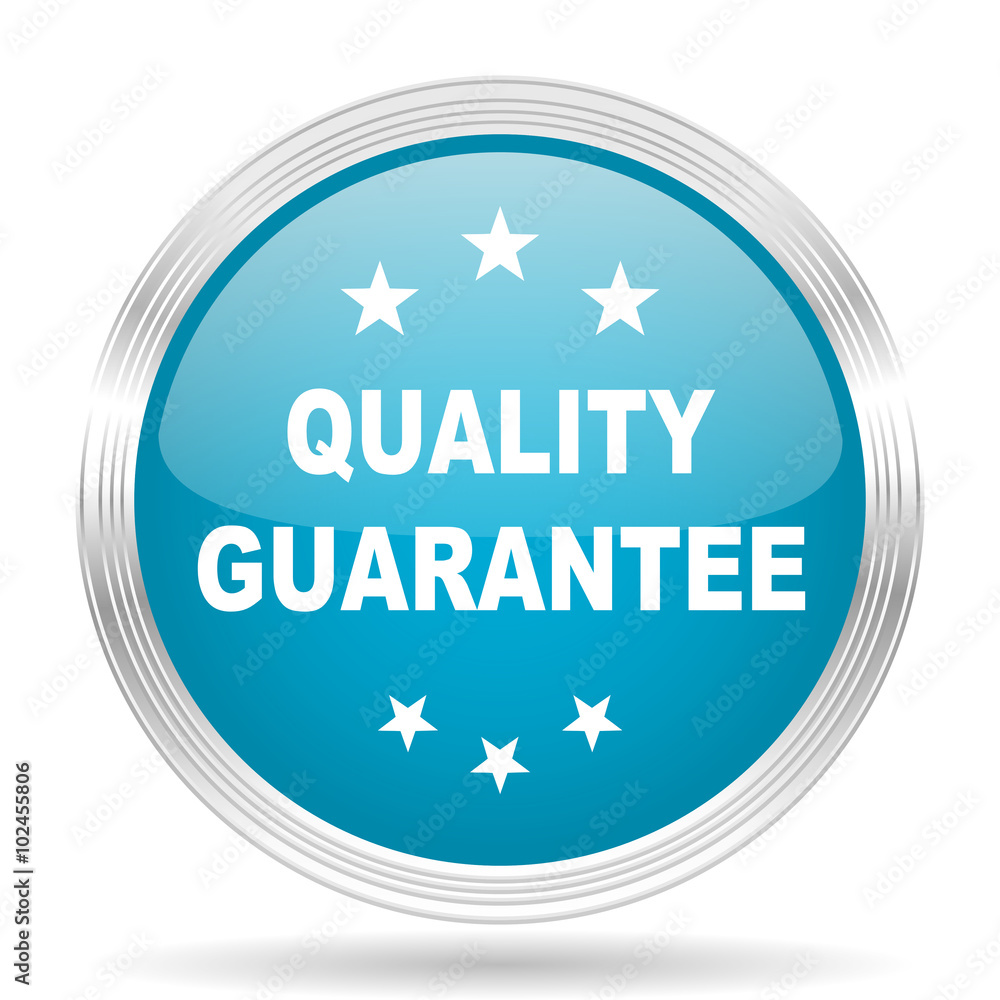 quality guarantee blue glossy metallic circle modern web icon on white background quality guarantee blue glossy metallic circle modern web icon on white background