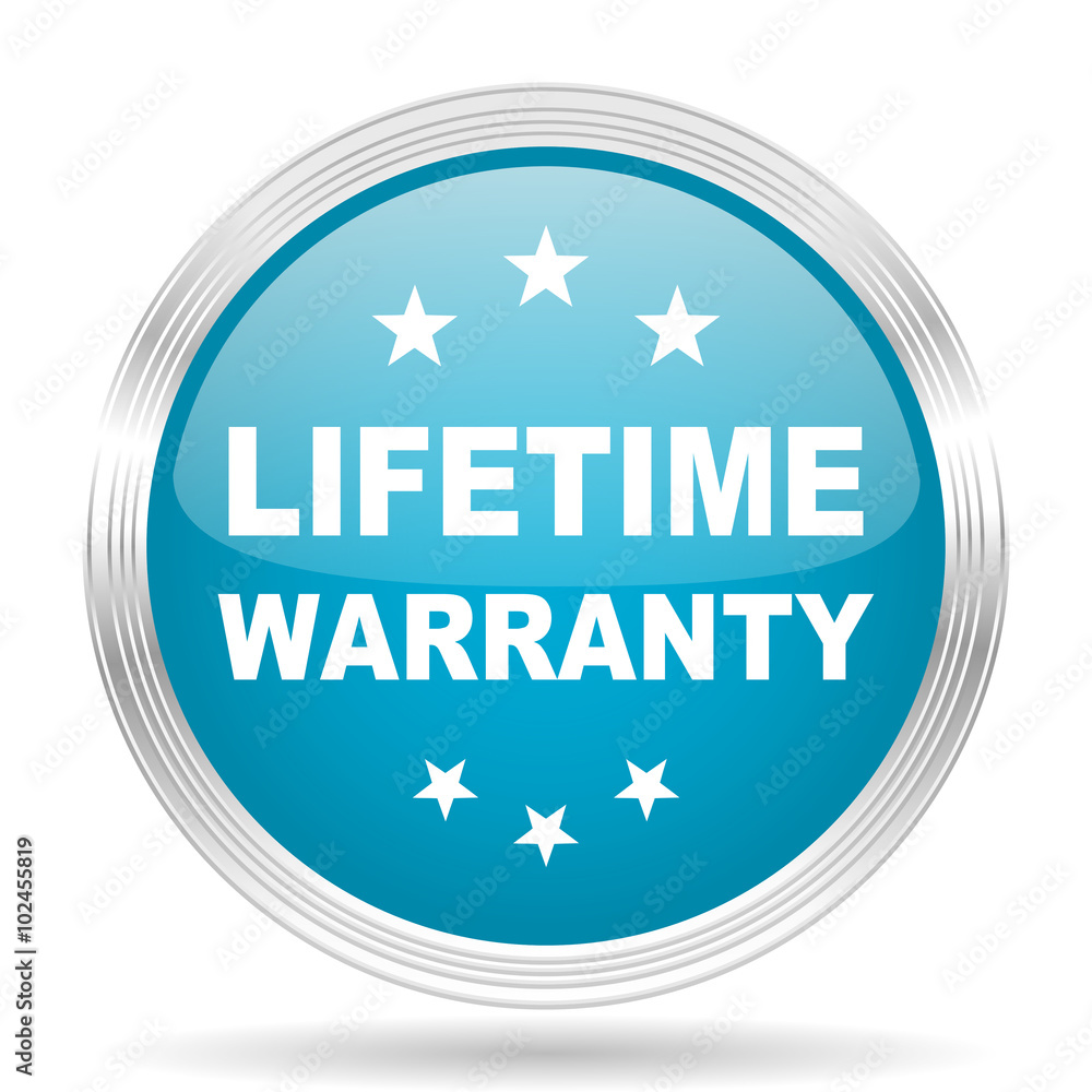 lifetime warranty blue glossy metallic circle modern web icon on white background lifetime warranty blue glossy metallic circle modern web icon on white background
