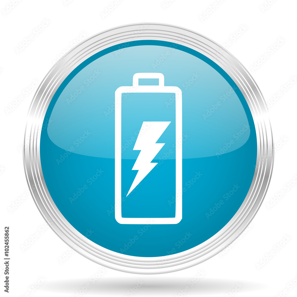 battery blue glossy metallic circle modern web icon on white background battery blue glossy metallic circle modern web icon on white background