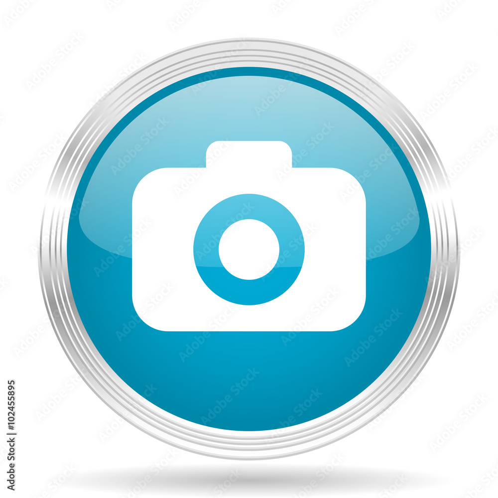 photo camera blue glossy metallic circle modern web icon on white background photo camera blue glossy metallic circle modern web icon on white background