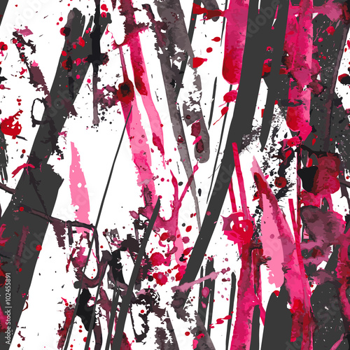 Modern expression. Abstract Ink Spots and lines. Seamless patternBackground. Trendy modernistic pattern.