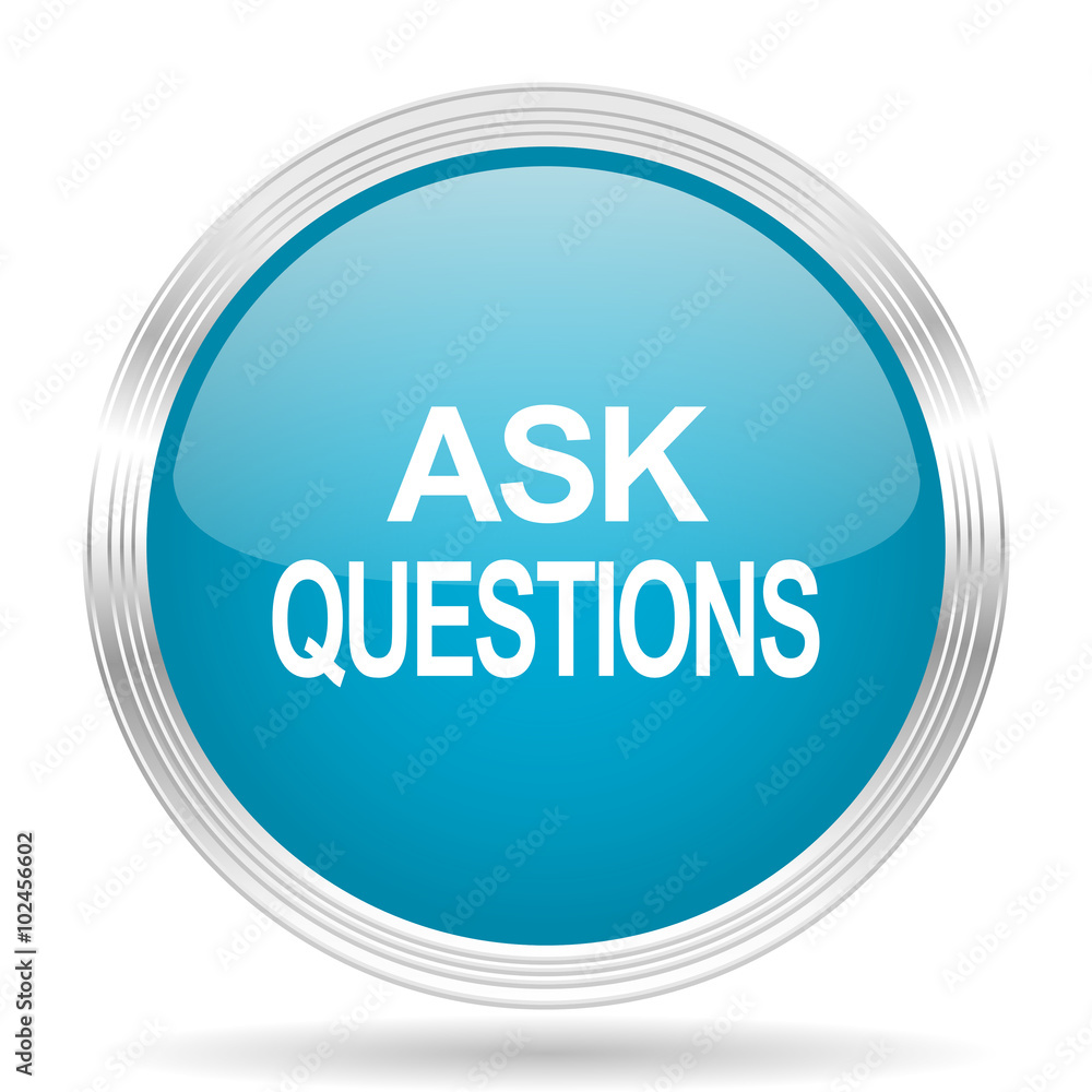 ask questions blue glossy metallic circle modern web icon on white background ask questions blue glossy metallic circle modern web icon on white background