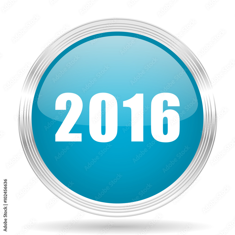 year 2016 blue glossy metallic circle modern web icon on white background year 2016 blue glossy metallic circle modern web icon on white background
