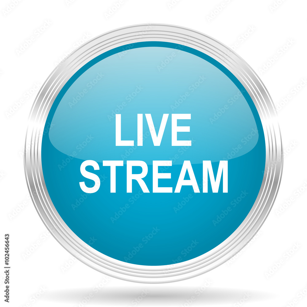 live stream blue glossy metallic circle modern web icon on white background live stream blue glossy metallic circle modern web icon on white background