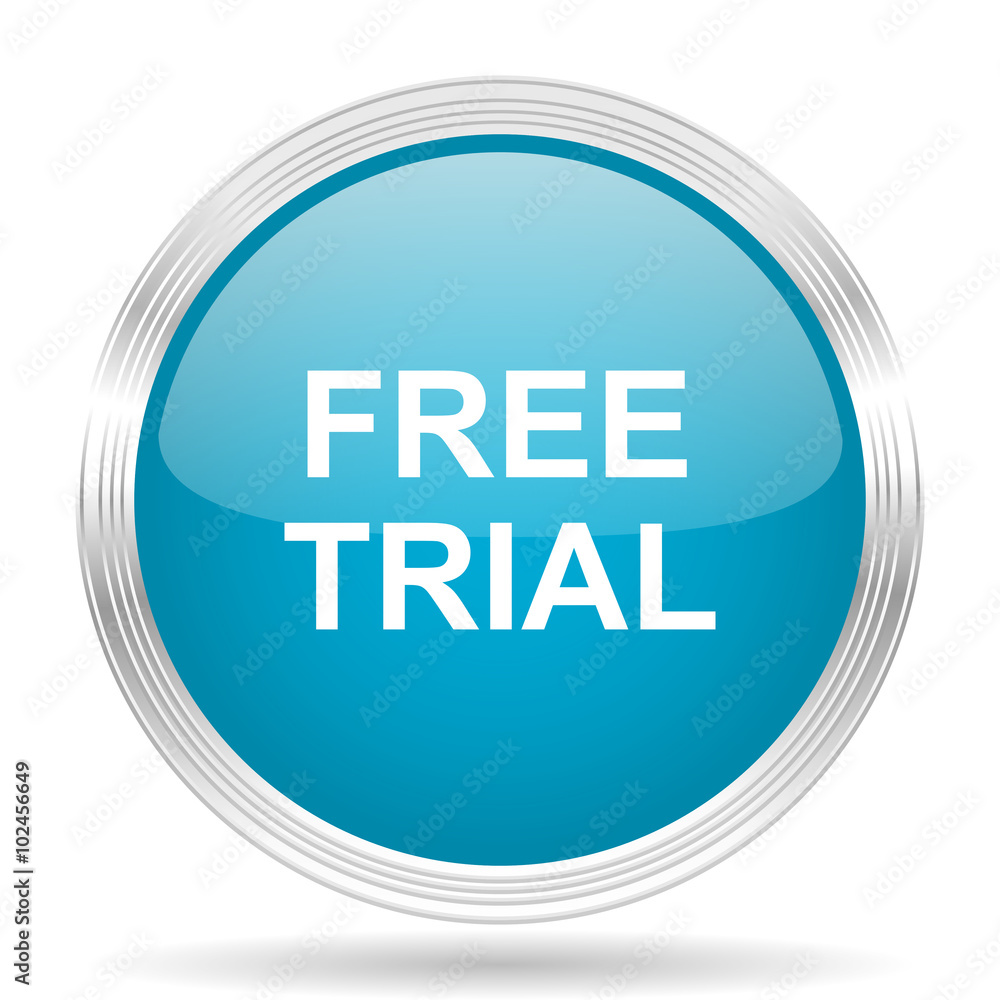 free trial blue glossy metallic circle modern web icon on white background free trial blue glossy metallic circle modern web icon on white background