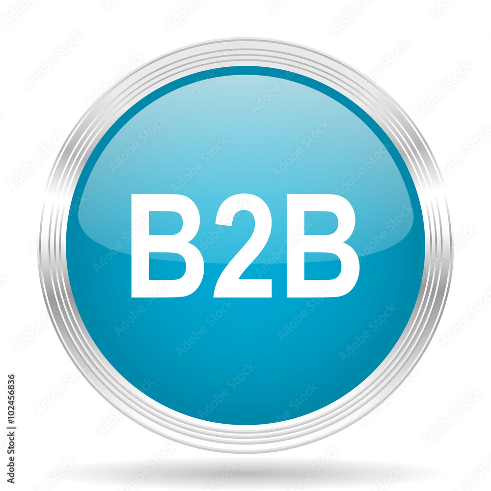 b2b blue glossy metallic circle modern web icon on white background b2b blue glossy metallic circle modern web icon on white background