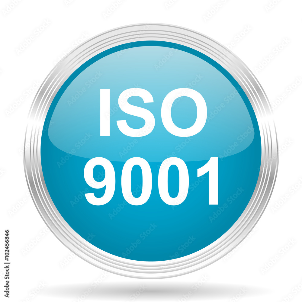 iso 9001 blue glossy metallic circle modern web icon on white background iso 9001 blue glossy metallic circle modern web icon on white background