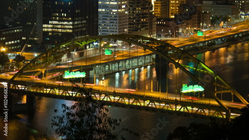 4K Pittsburgh Fort Pitt Bridge Night Timelapse 1