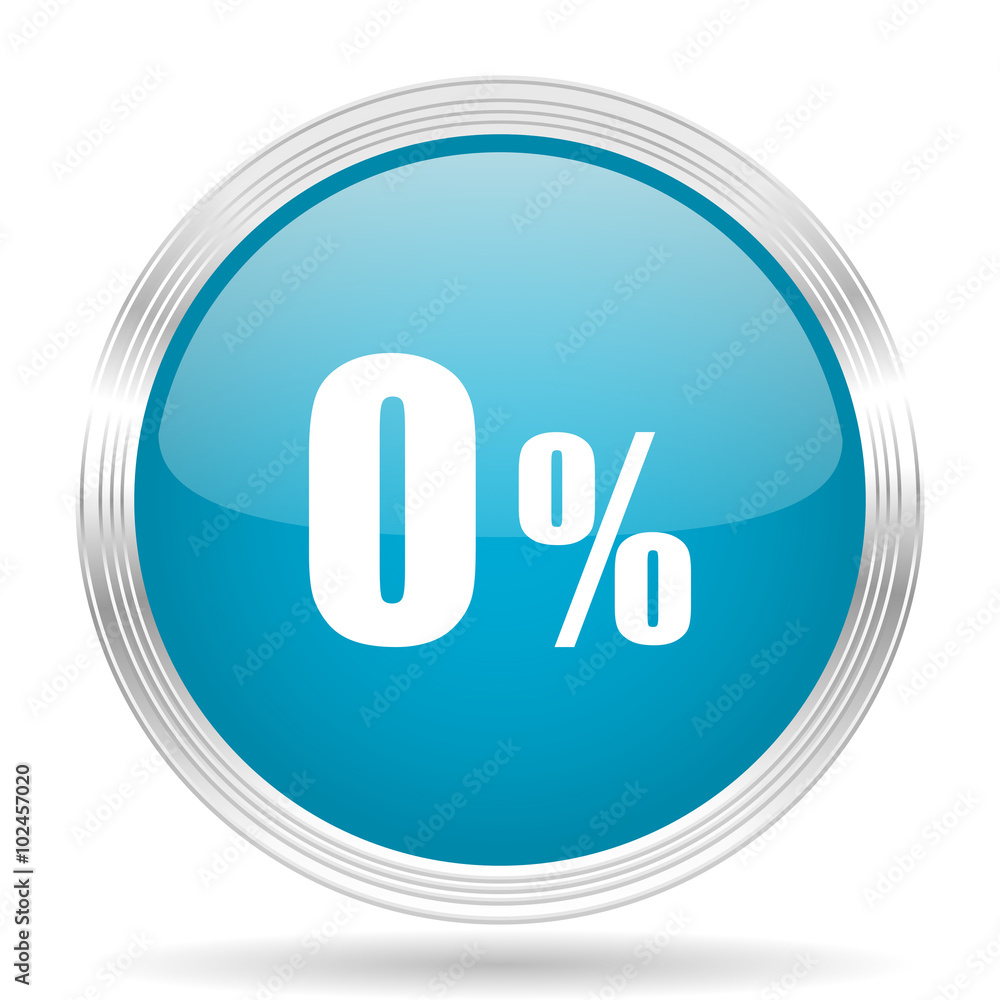 0 percent blue glossy metallic circle modern web icon on white background 0 percent blue glossy metallic circle modern web icon on white background