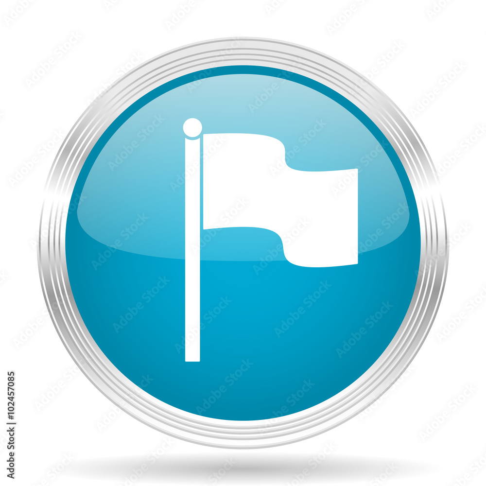 flag blue glossy metallic circle modern web icon on white background flag blue glossy metallic circle modern web icon on white background