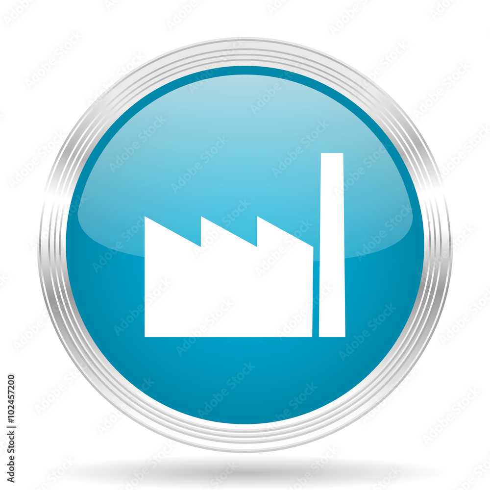 factory blue glossy metallic circle modern web icon on white background factory blue glossy metallic circle modern web icon on white background