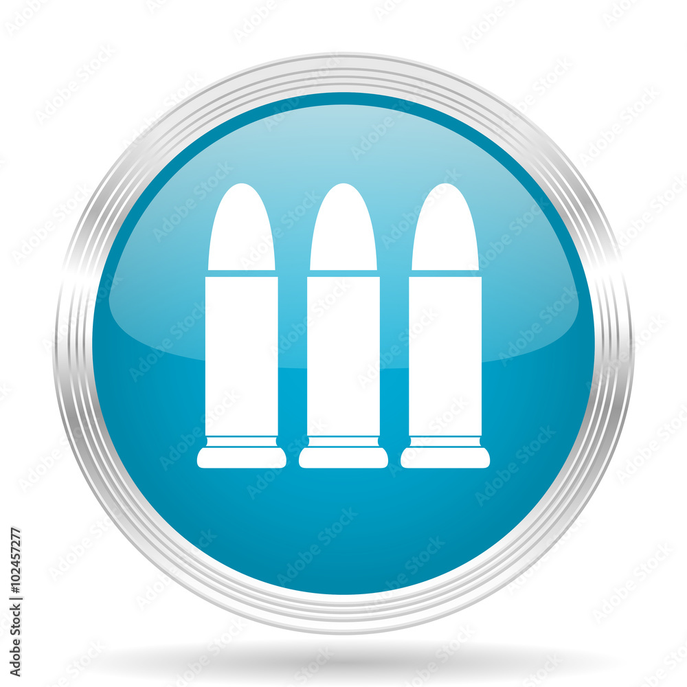 ammunition blue glossy metallic circle modern web icon on white background ammunition blue glossy metallic circle modern web icon on white background